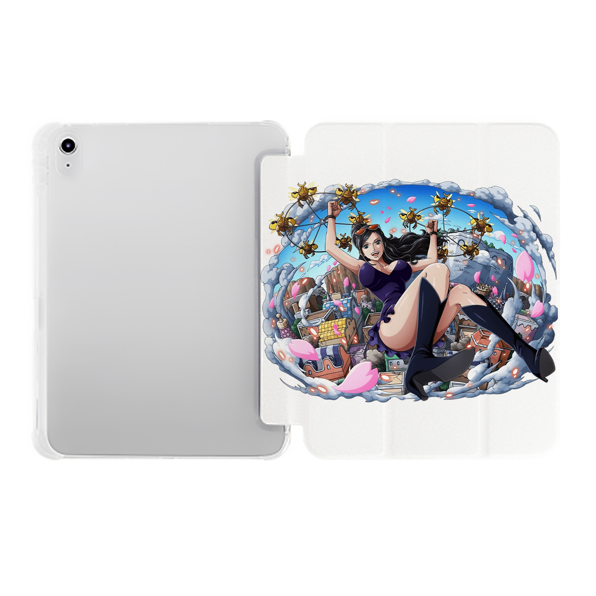（画像用） ワンピース ニコ・ロビン ONE PIECE Nico Robin IPad ケース ペン収納付き 三つ折りスタンド PUレザー×シリコン 対応機種9.5/10.5/10.9インチ